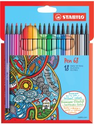 STABILO® Premium-Filzstift STABILO® Pen 68 · Kartonetui mit 18 Farben