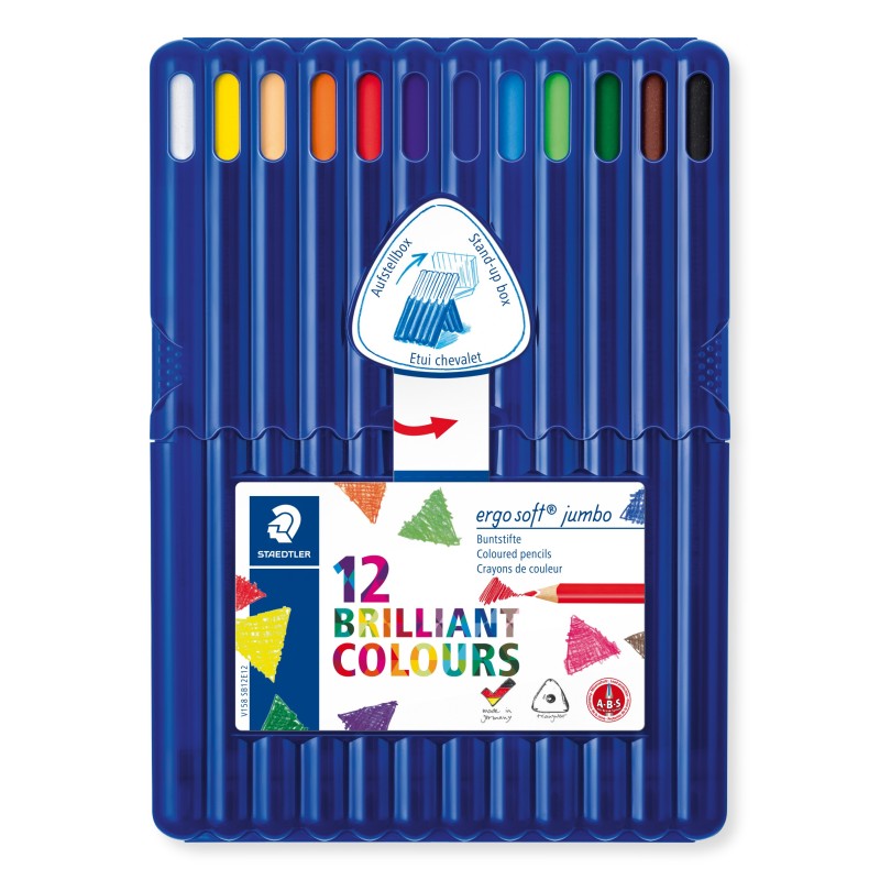 STAEDTLER® Buntstifte ergo soft® jumbo Farbstift · 4 mm · aufstellbare Box mit 12 Farben