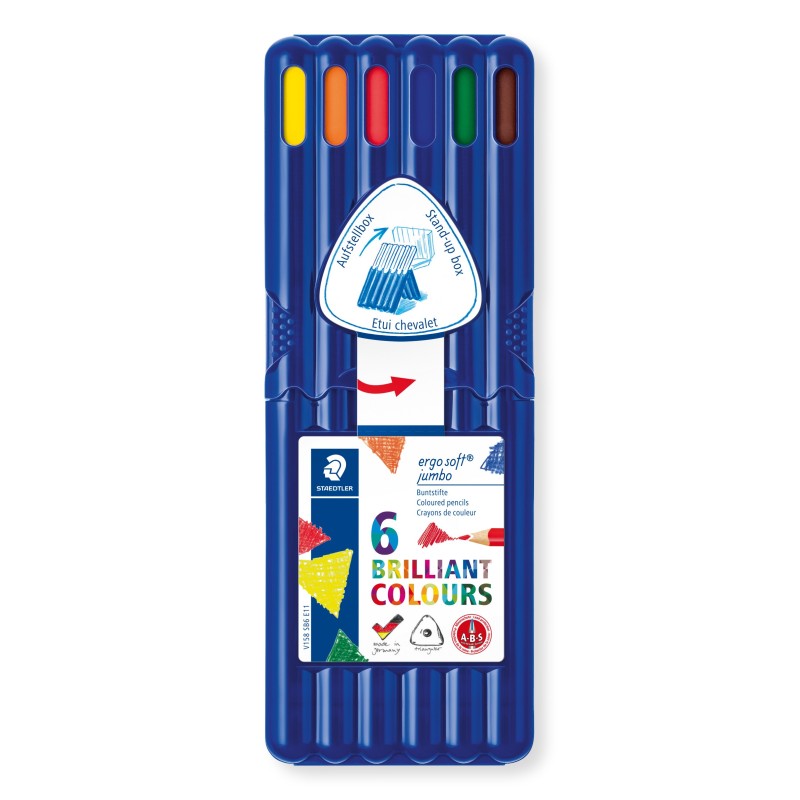 STAEDTLER® Buntstifte ergo soft® jumbo Farbstift · 4 mm · aufstellbare Box mit 6 Farben