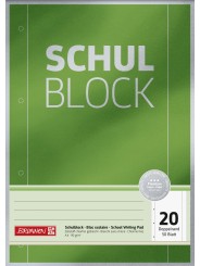 BRUNNEN Schulblock · A4 unlininiert · Lineatur 20 · 50 Blatt Premium