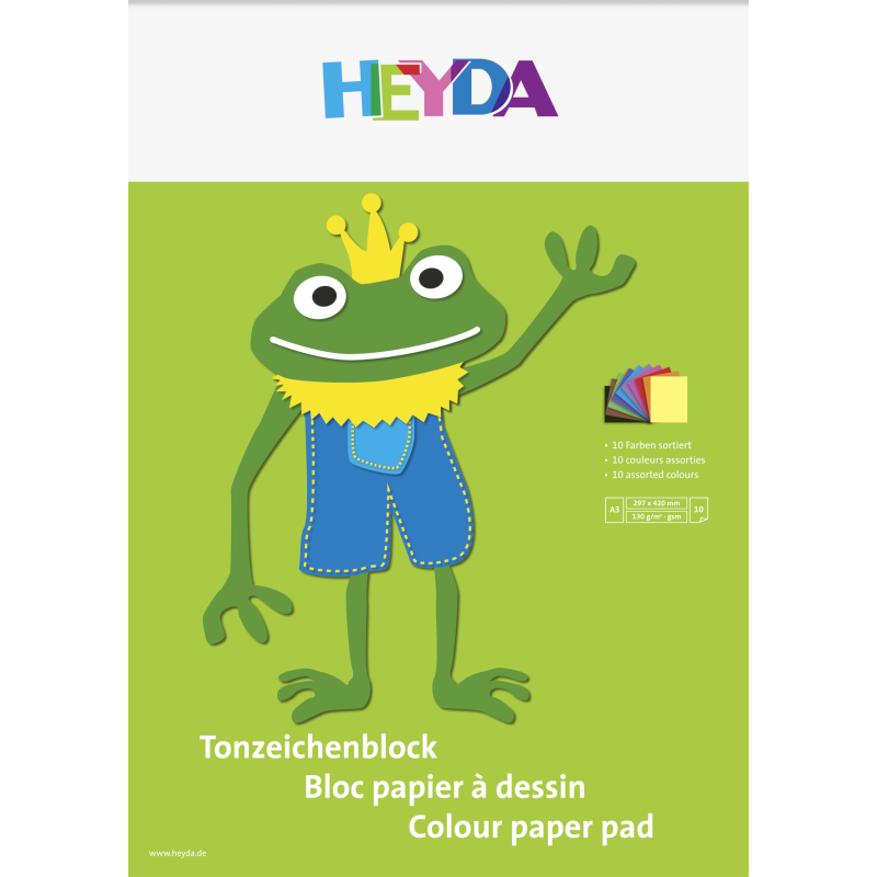 heyda · Tonzeichenpapier · A3 · 10 Blatt in 10 Farben